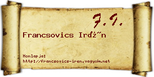 Francsovics Irén névjegykártya